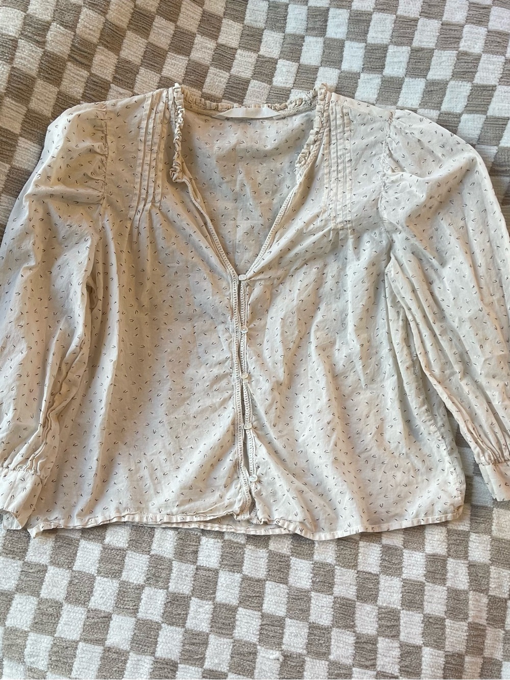 Mango Light Cream Button-Front Women's Blouse